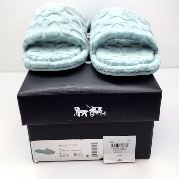 ⭐️COACH💯 NWT "BRIDGETT TERRY" SLIDERS/SHOES, THE SIZE IS 8.5 LADIES, AQUA COLOR - Picture 10 of 16